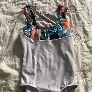 Luckyleo White and Floral Leotard